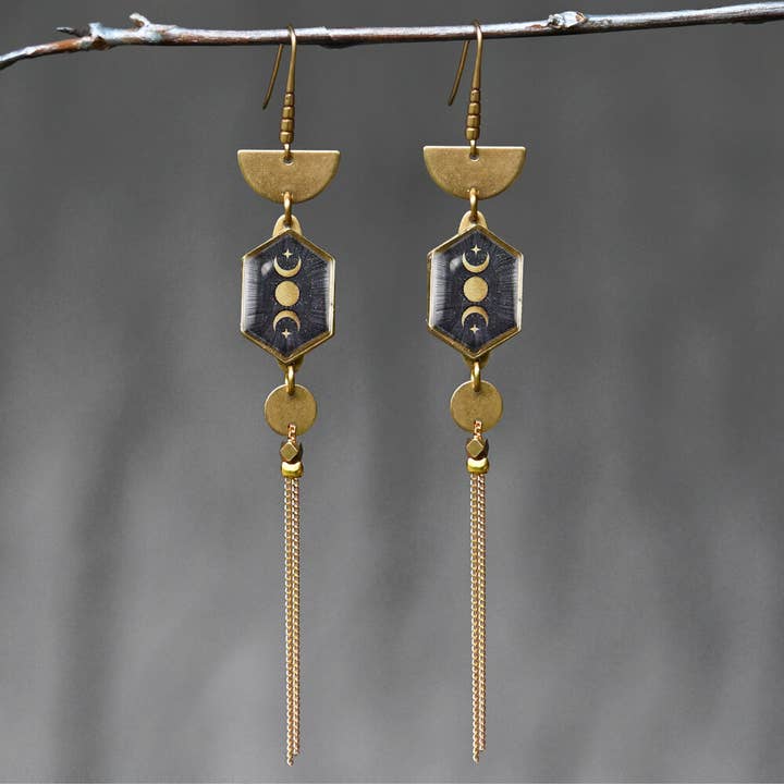 Moon & Stars Moon, Hexagon Picture & Chain (Moon & Stars) for wholesale by KBD Studio