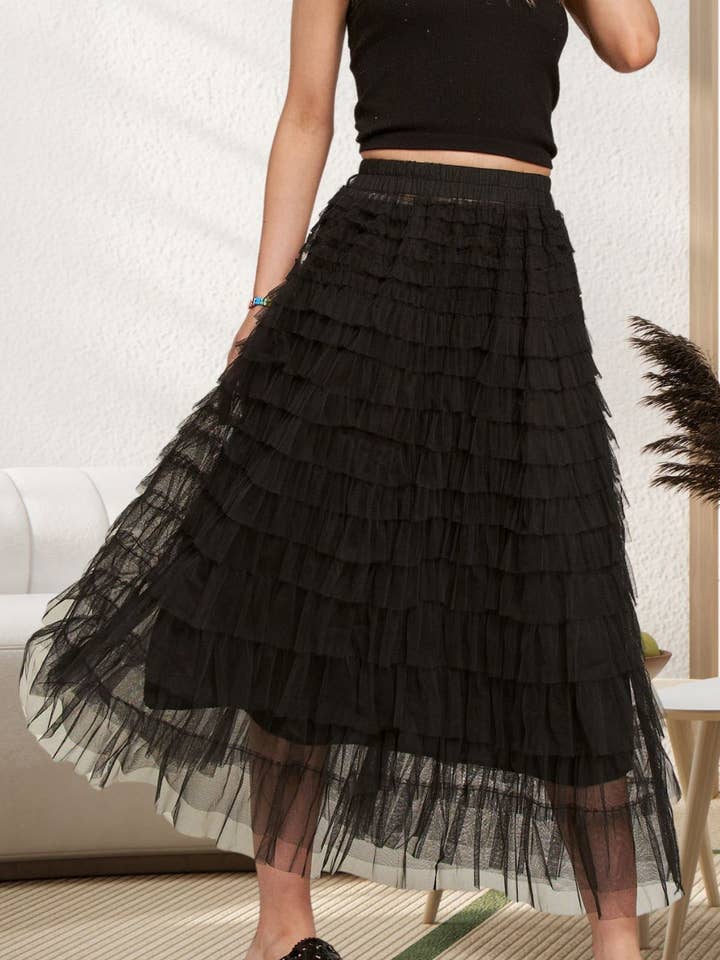 CES3635 - ELASTIC MESH SKIRT for wholesale by ADORA LA