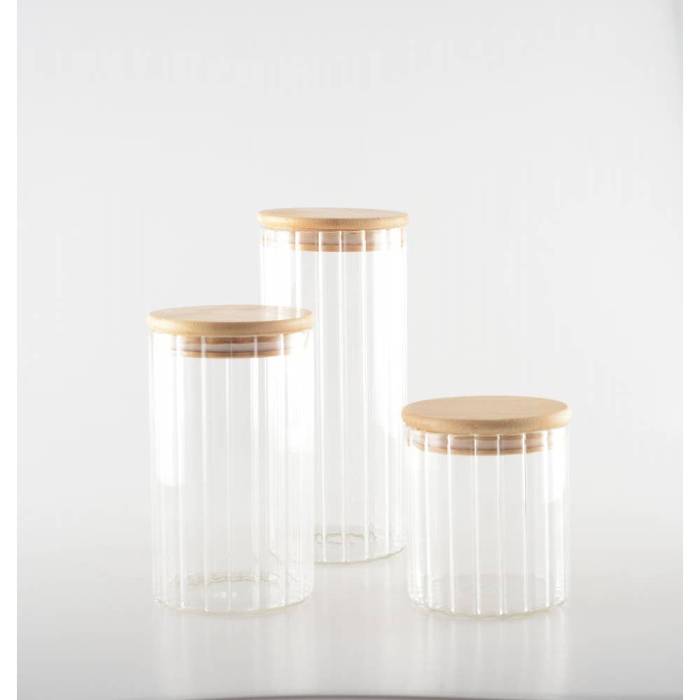 AULICA - Wholesale Jar - Glass storage jar with wooden lid 9x9x20cm3