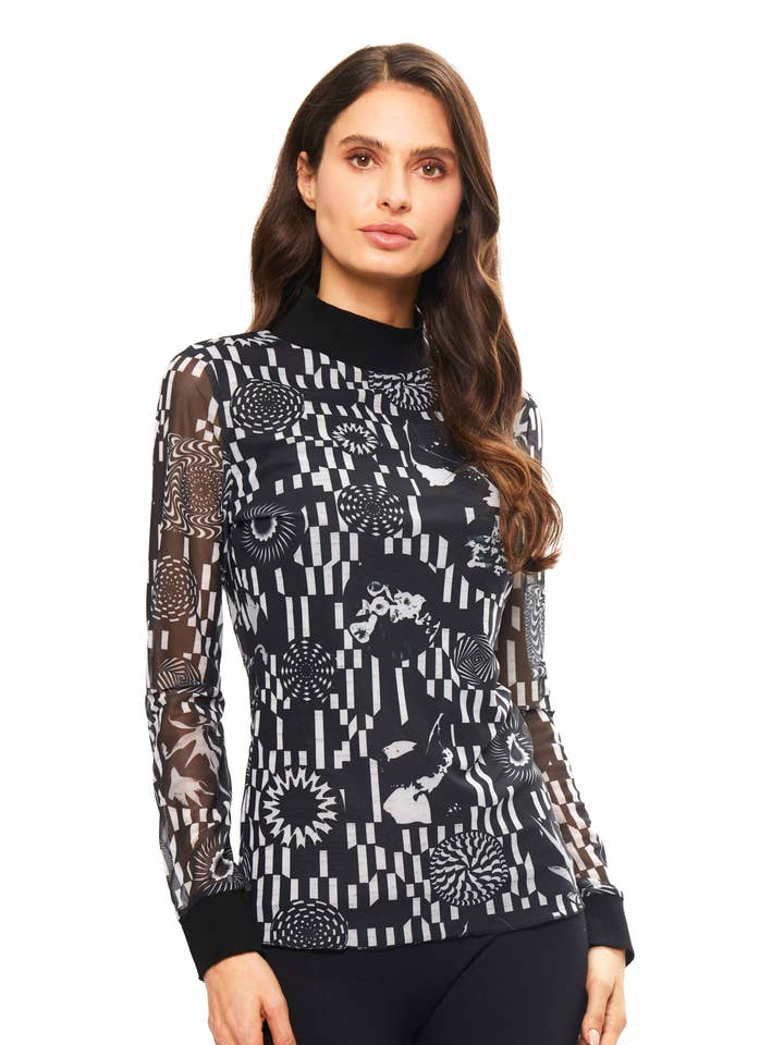 A219 MESH PRINTED TOP for wholesale by Adore