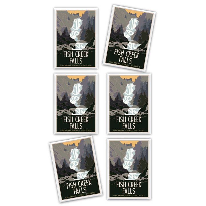 M&W Design Co - Travel Posters - Wholesale Sticker - Fish Creek Falls - 4" x 6" Sticker1