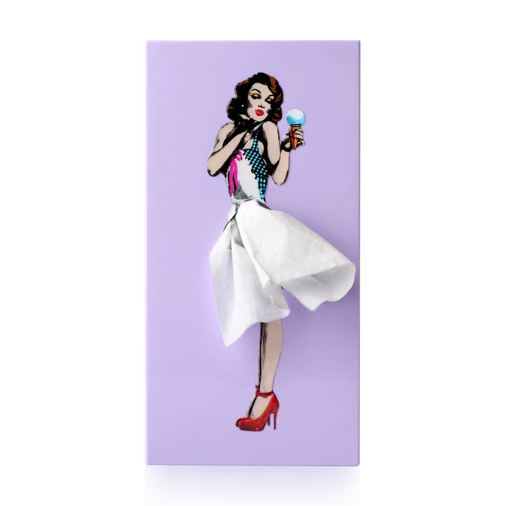 Boîte à mouchoirs « Tissue Up Girl » violette pour la vente par Spextrum