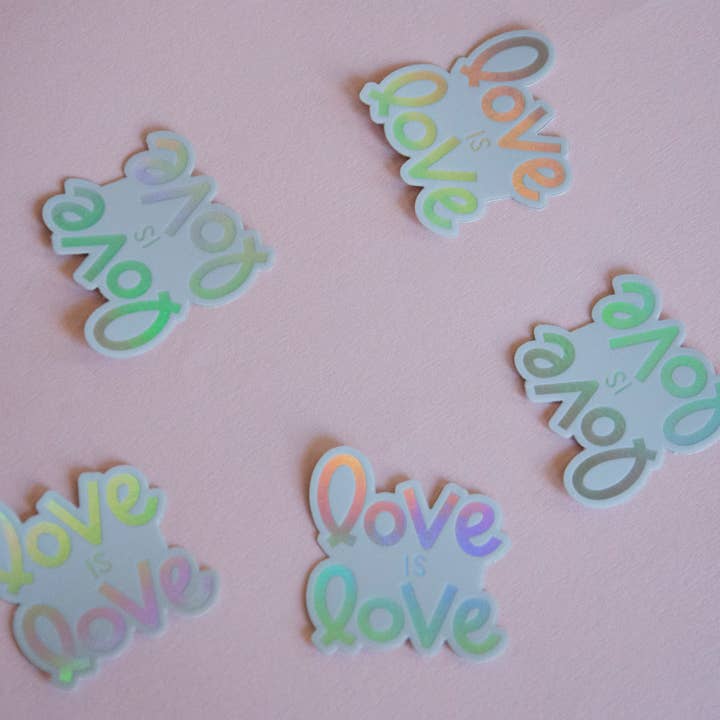 Twentysome Design - Wholesale Sticker - Love is Love LGBTQ Gay Pride Rainbow Holographic Sticker2