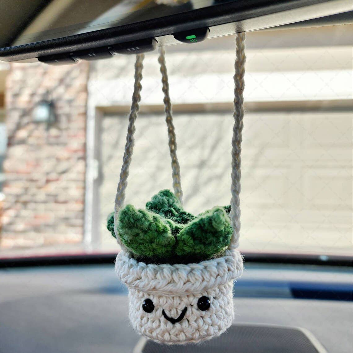 TOMOPOD LLC - Wholesale Car Decorative Charm - Unisex - Mini Crochet Succulent Car Mirror Hanging, Car Plant Decor1