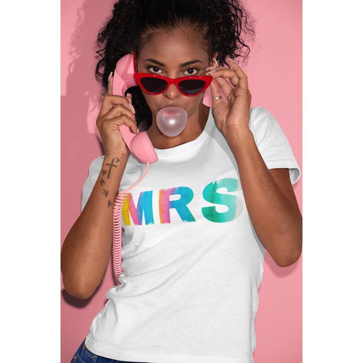 Colorful "MRS" Tee - Bridal Apparel, Weddings, T Shirts för wholesale av Never Knew I Needed