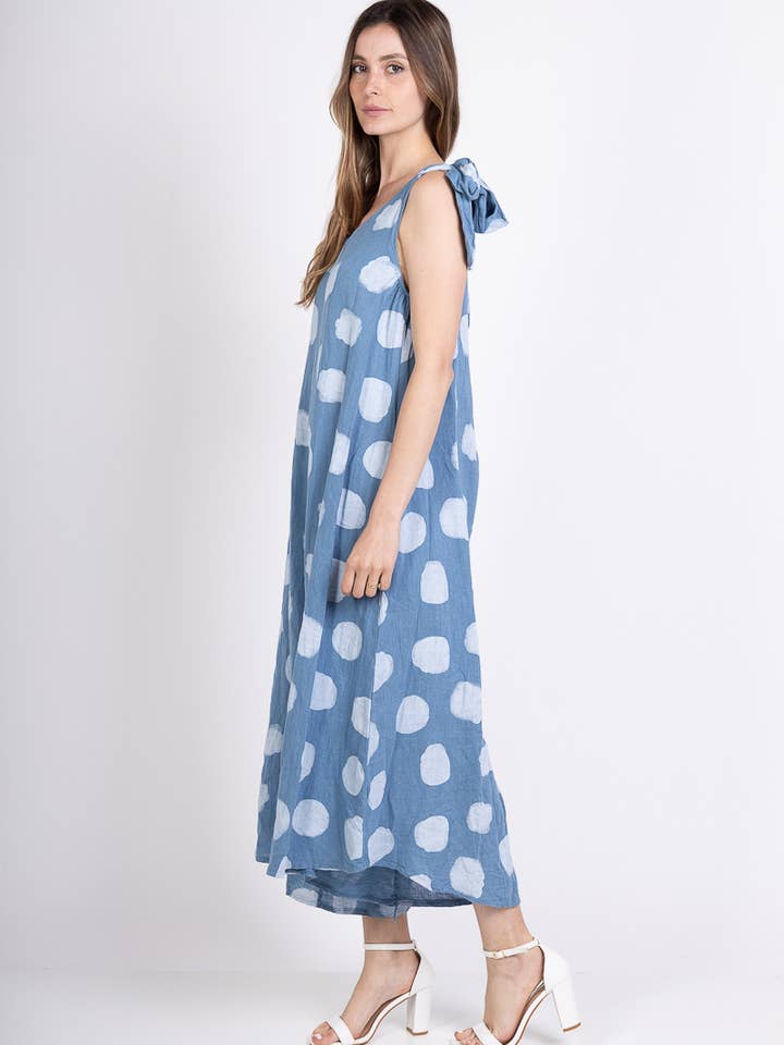 L'Emotion - Vente Combinaison – femme - Combinaison à Pois Bretelles Nœuds Ajustables 100% Lin16