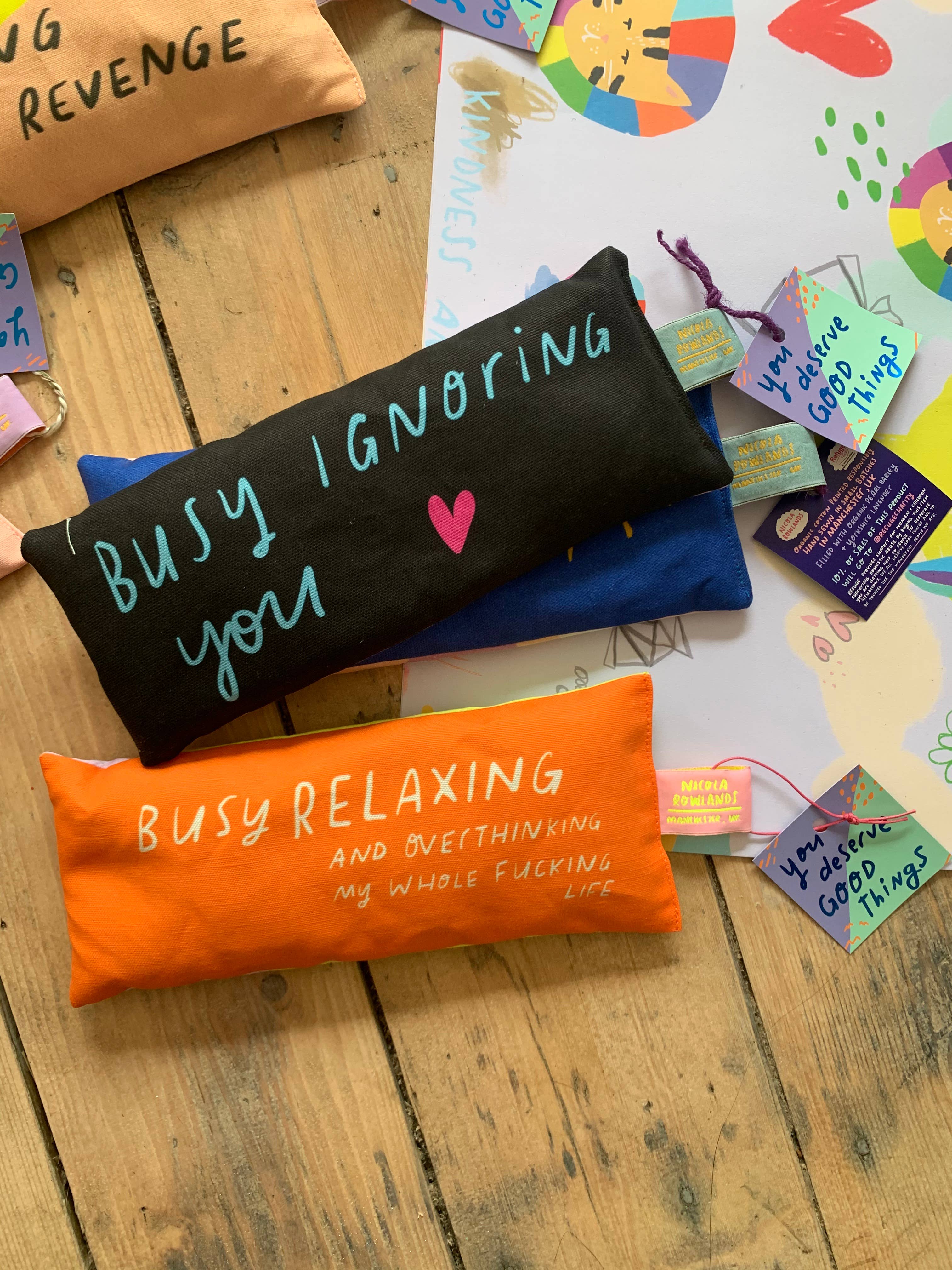 Nicola Rowlands - Wholesale Spa/Therapy Pillow - Overthinking my life lavender eyebag4