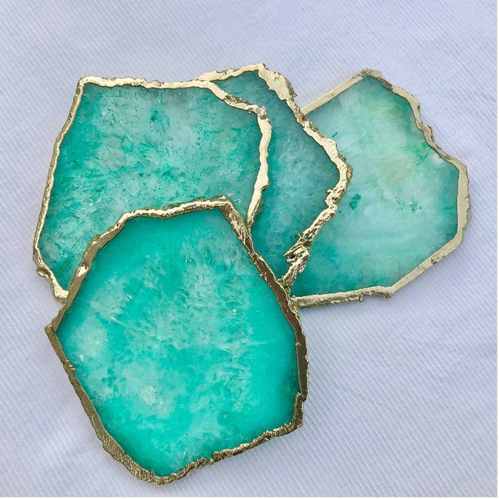 Aqua Agate - Set of 4 Large Coasters/Personalised Momentos for wholesale by The Tangerine Store