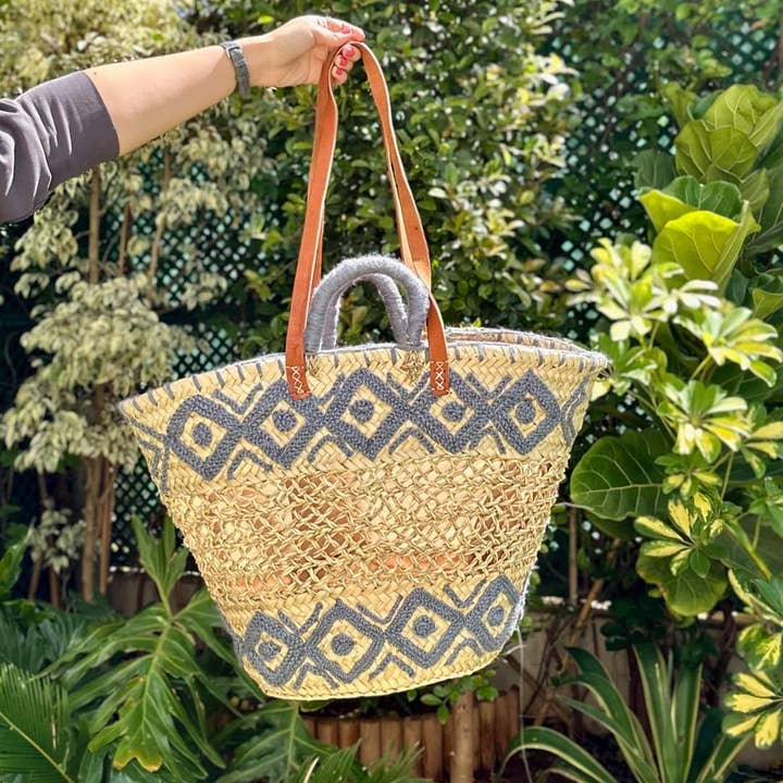 Cesta de Mercado Francesa - Tote Natural de Palha Entrançada à Mão por atacado de craftberber