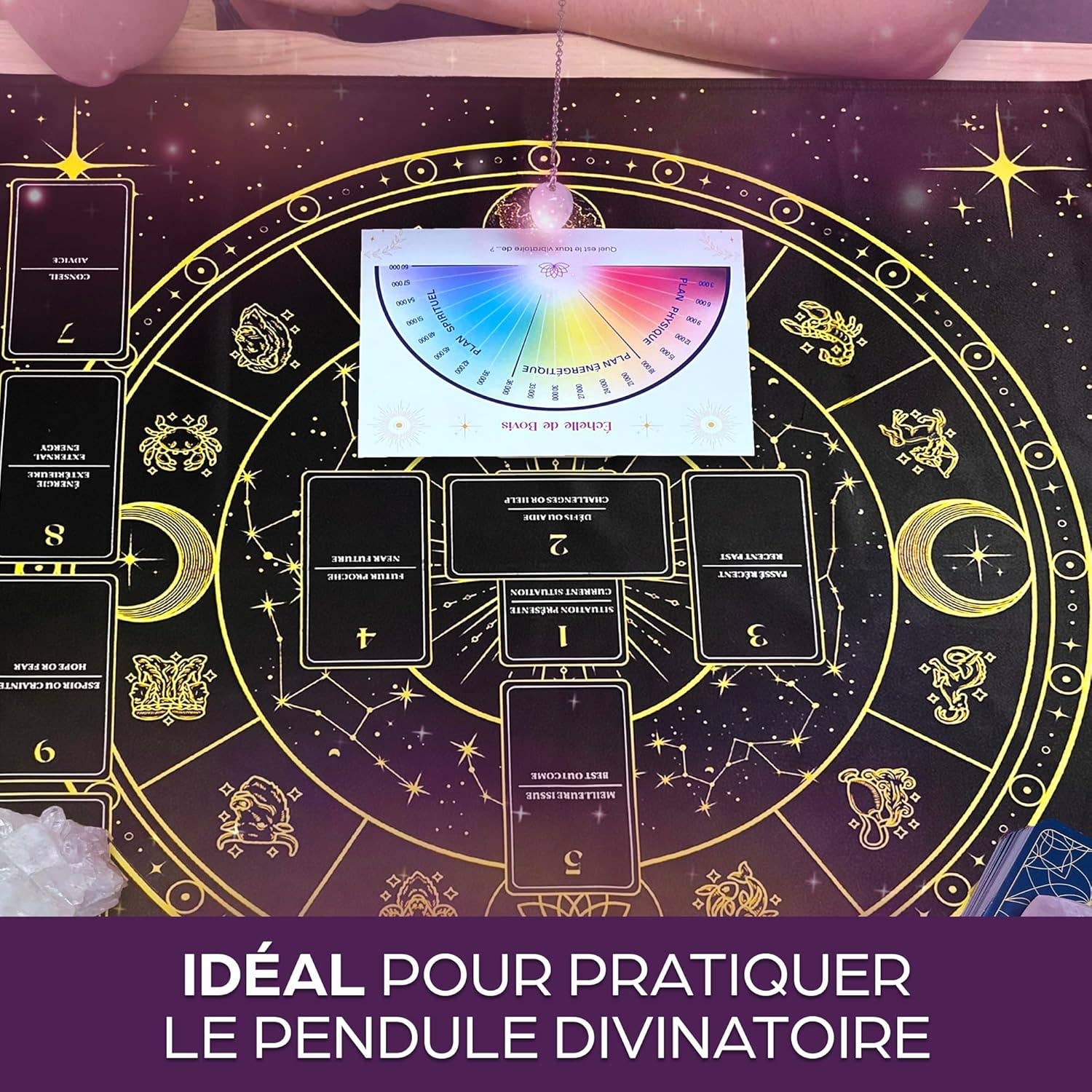 Vibratis - Venta al por mayor Cartas del tarot - Tapete Adivinación Tirada Celta & Bolsa - Tapete Oráculo Negro2