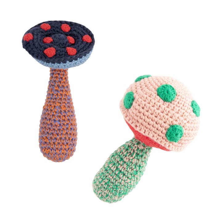 Crochet Rattles Mushroom assorted 2 for wholesale by Global Affairs