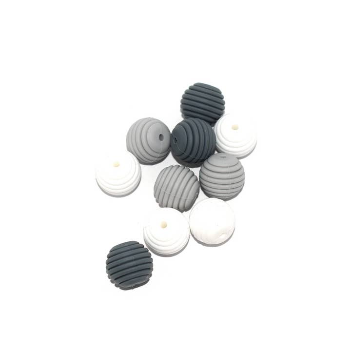 Spiral Silicone Bead 15 mm Camaieu Grey x10 for wholesale by Fais-le toi-même