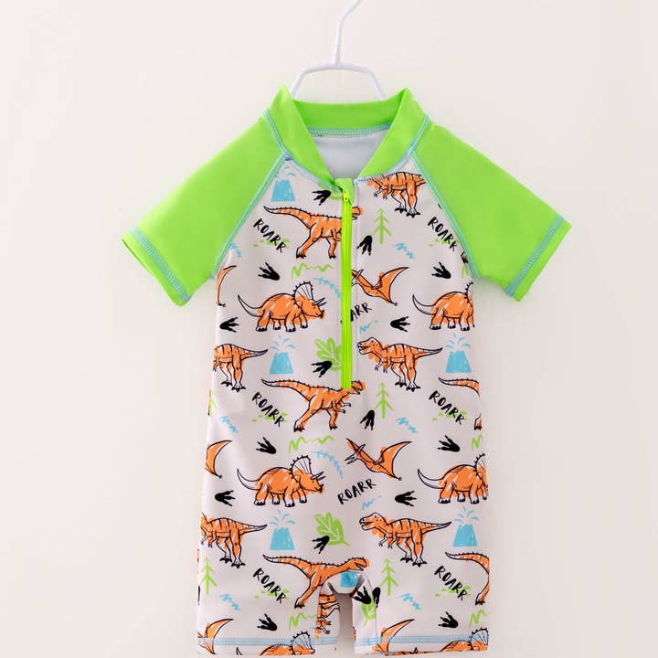 Green Dinosaur Boy Swimsuit for wholesale by littleoneusa