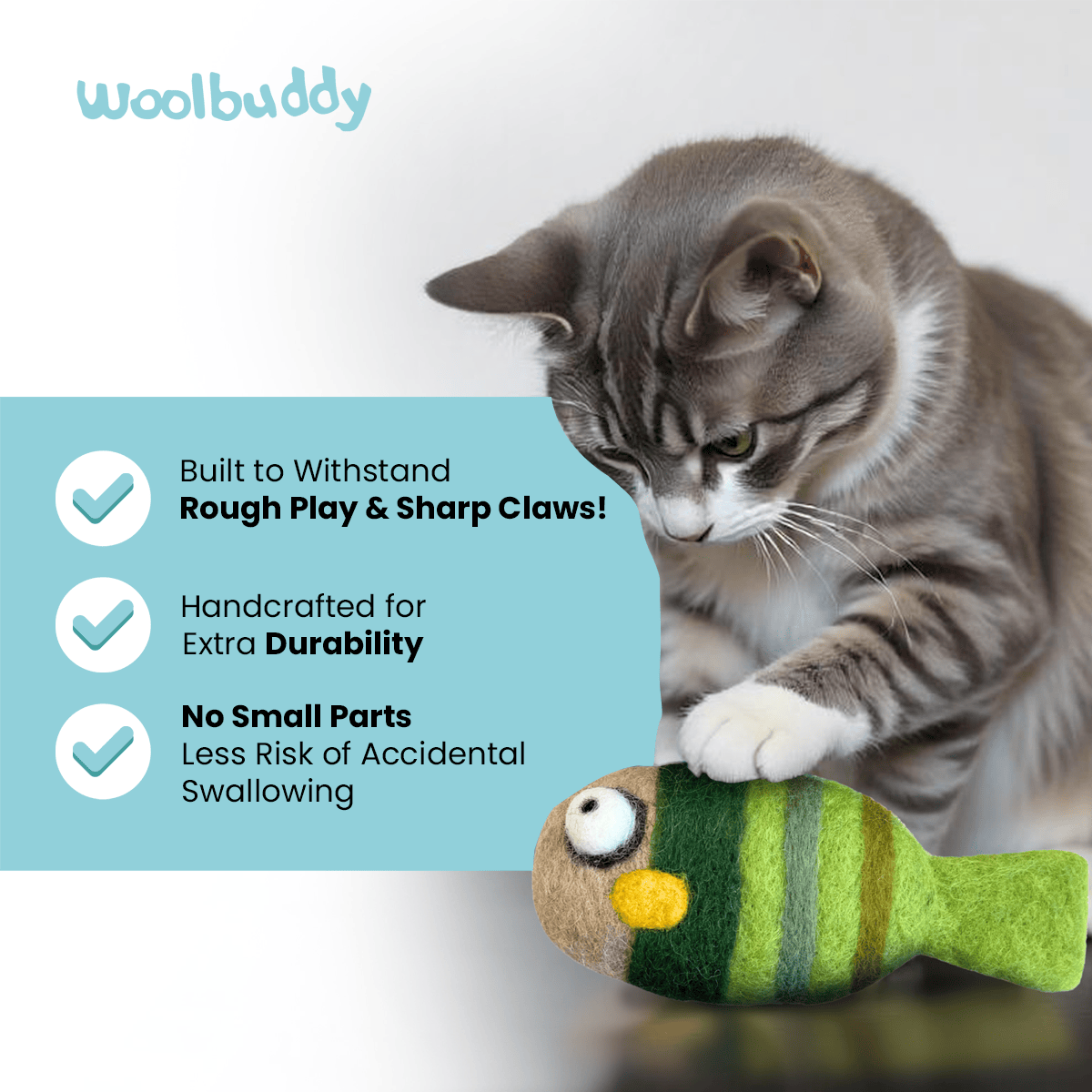 Woolbuddy - Wholesale Pet Toy - Cat - Woolbuddy Felted Fish Cat Toy4