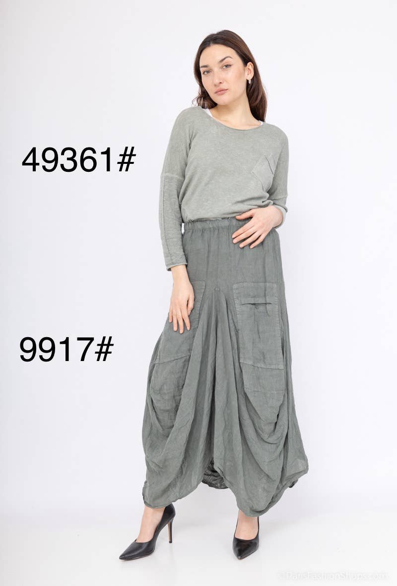 LINEN & COTTON HOUSE - Wholesale Jumpsuit - Women's - LINEN SAROUEL SKIRT WITH POCKETS 9917 663310