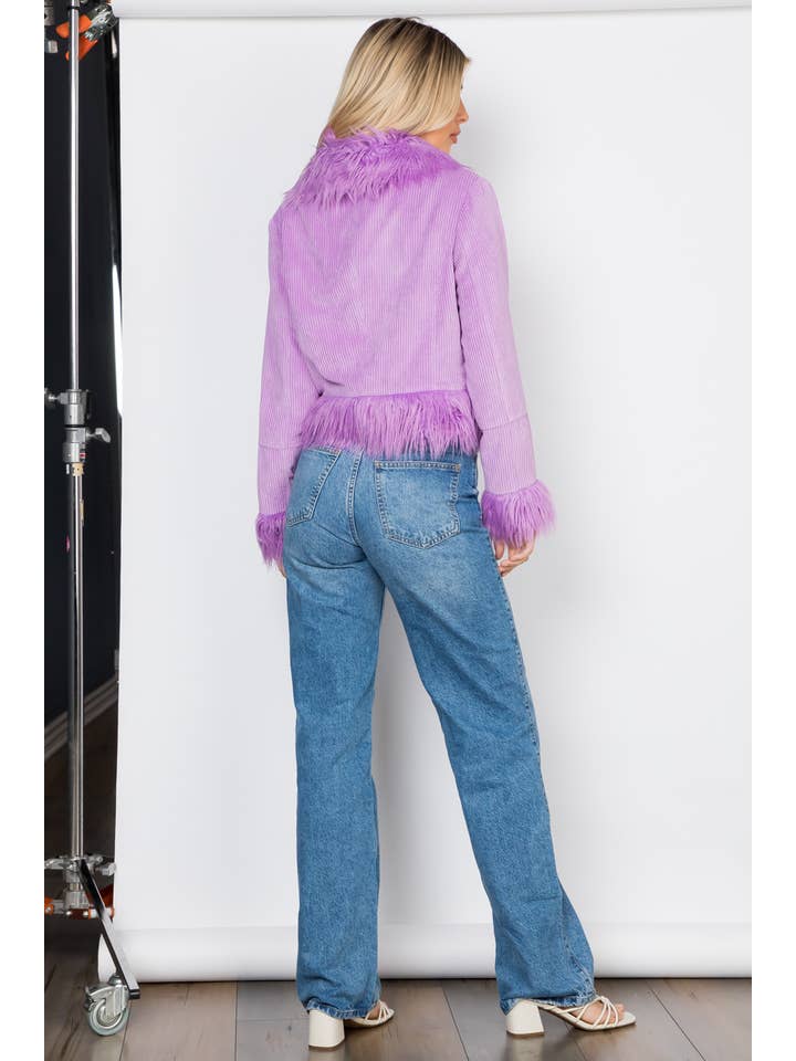 26 International - Wholesale Jacket - Women's - Faux Fur Trim Corduroy Jacket5