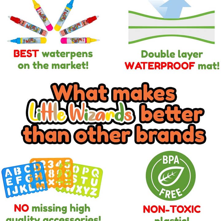 Little Wizards - Wholesale Coloring Mat - Kids & Baby - Toddler Coloring Sensory Mat - Toddler Art Water Doodle Mat