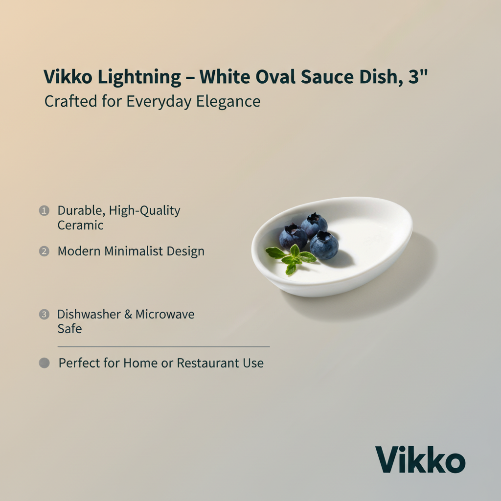 Kadra Kitchenware - Vendita all'ingrosso Salsiere - Vikko Lightning - Salsiera ovale bianca, 7,6 cm3