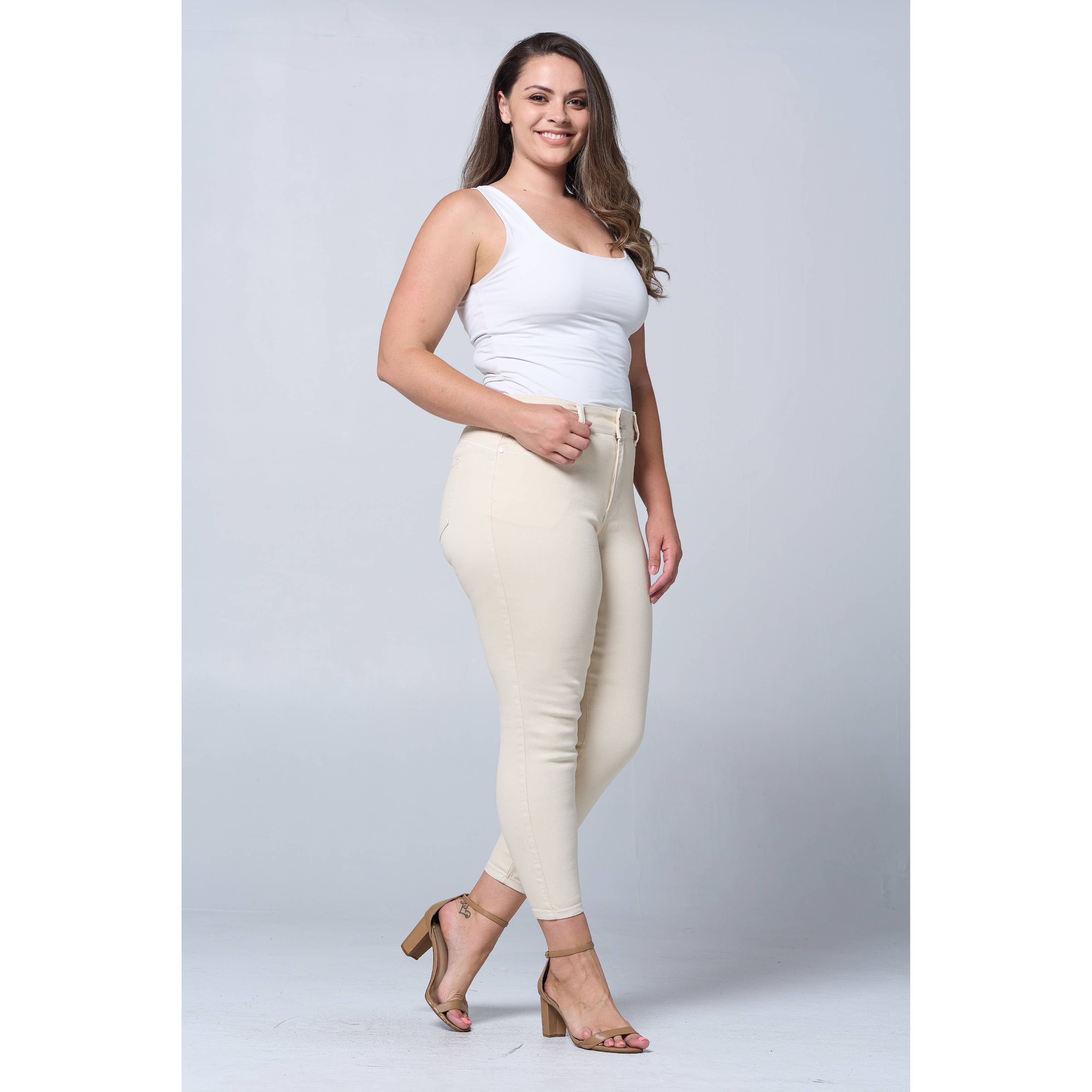 Donkerblauw Plus Size Skinny Jeans met Buikcorrigerende Taille en Lifting voor de Billen PH3502X Donkerblauw voor groothandel op Faire27