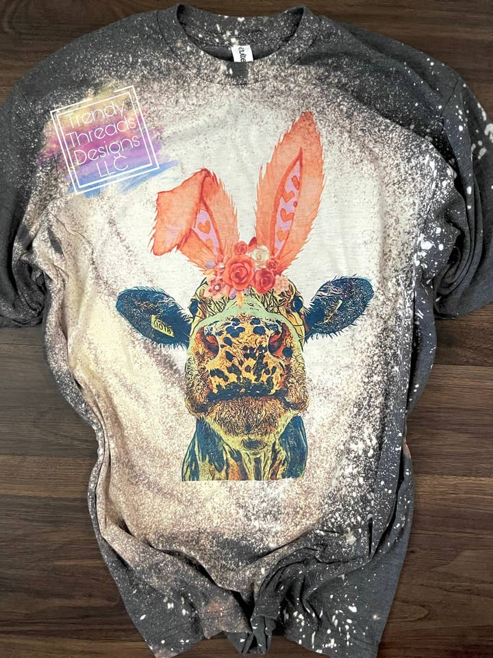 Bunny Cow Shirt | Easter shirt for wholesale by Trendy Threads Designs LLC