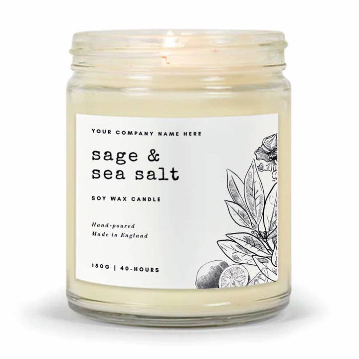 Label Style 7 | Wholesale White Label Soy Candle | Clear Jar for wholesale by Candle Drop