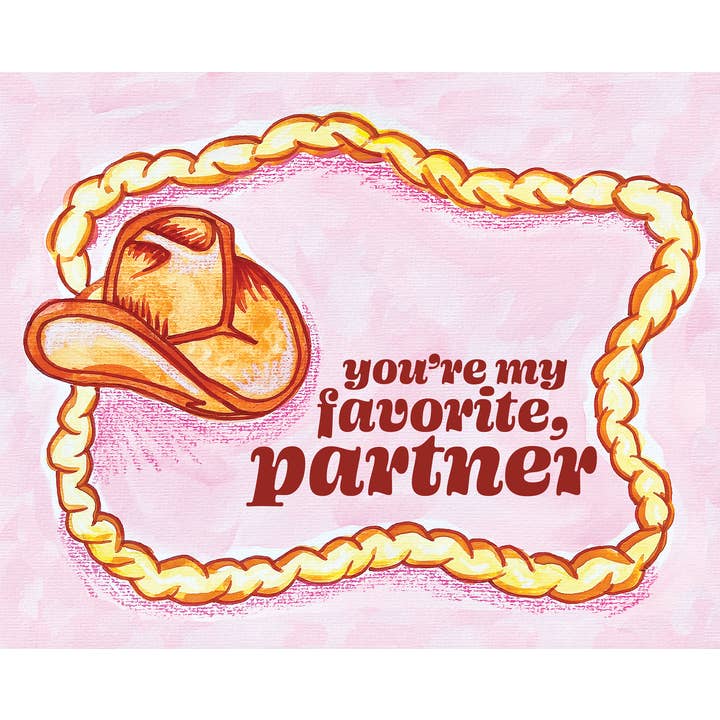 Foretrukne partnerkort - cowboy, reb, ranch, akvarel for engroshandel hos Kerry Quinn's Kitsch