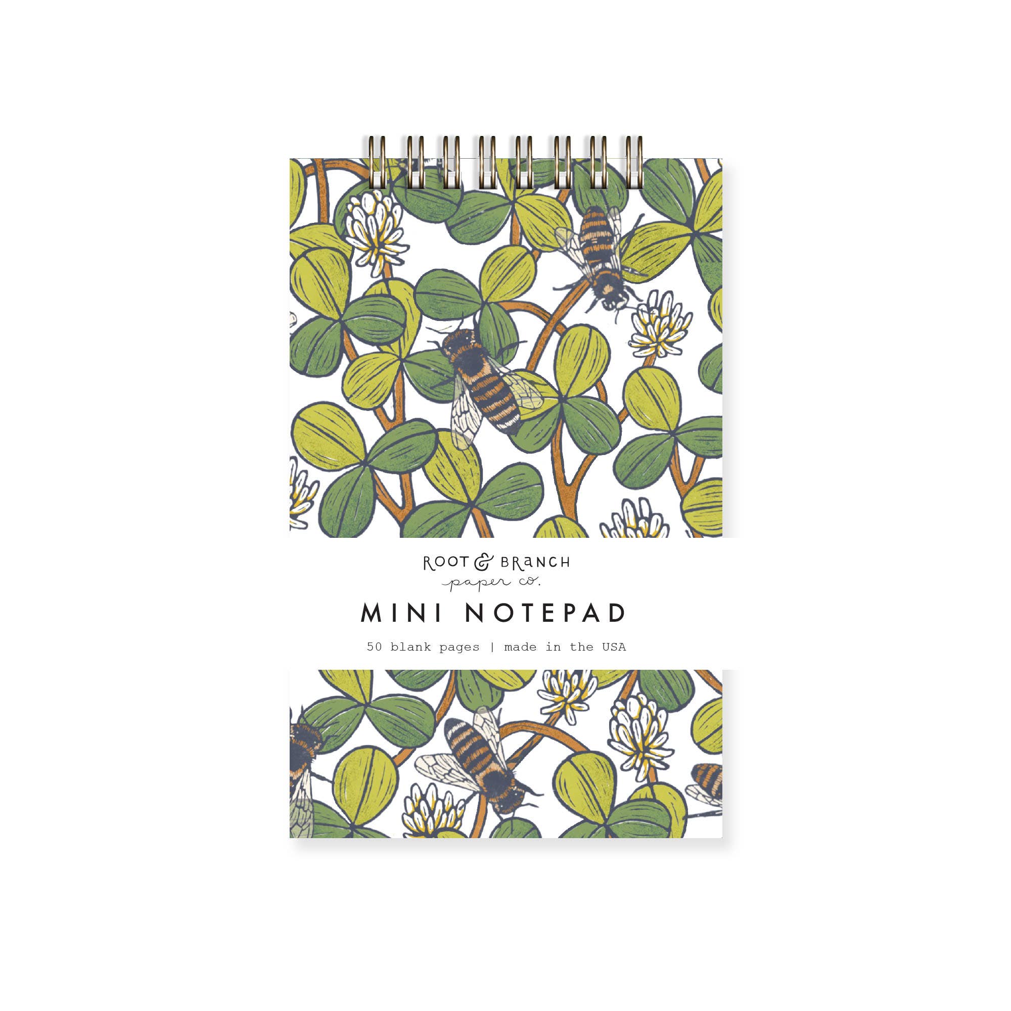 Root & Branch Paper Co. - Wholesale Notepad - White Clover Mini Spiral Notepad1