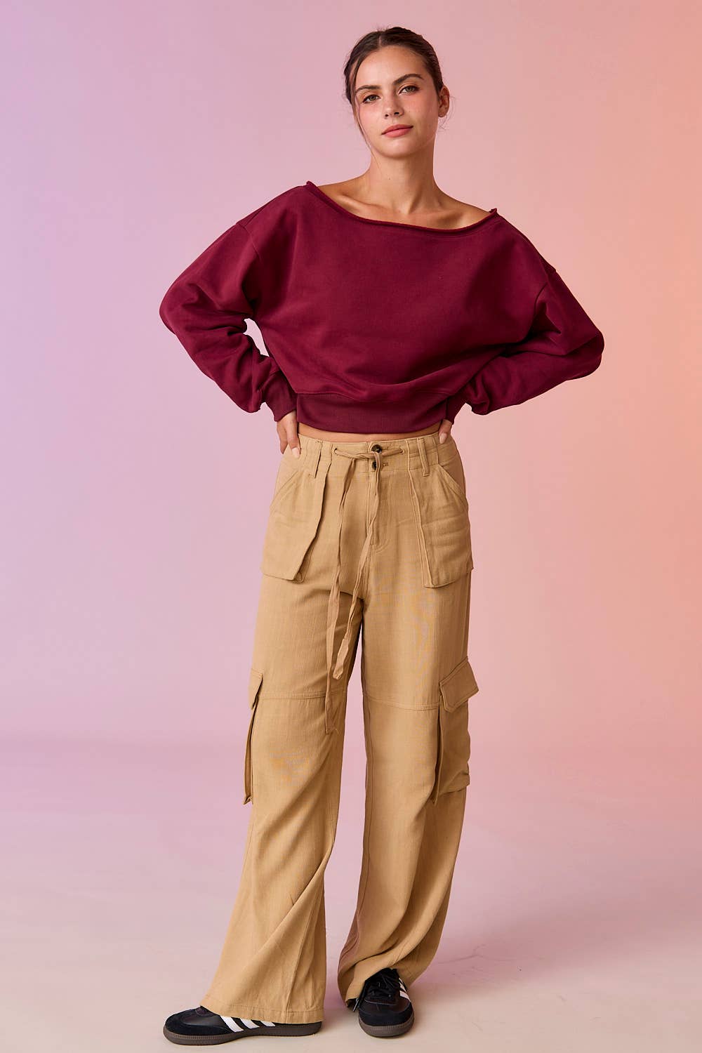 Papermoon - Wholesale Sweatshirt - Women's - PT17835 - Alina Off Shoulder Cropped Sweatshirt12