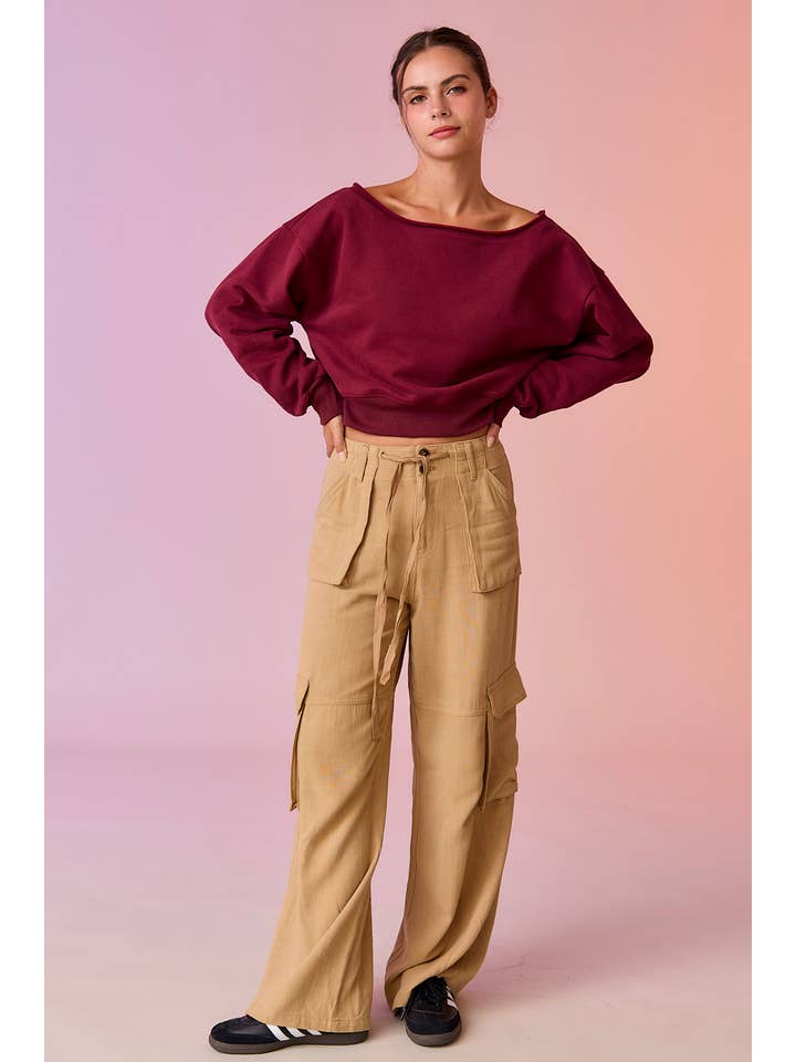 Papermoon - Wholesale Sweatshirt - Women's - PT17835 - Alina Off Shoulder Cropped Sweatshirt12