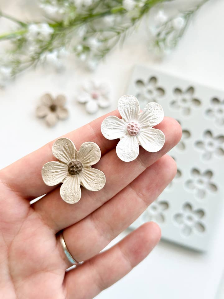 Stampo in silicone a forma di fiore di pervinca per argilla polimerica per la vendita all'ingrosso da parte di Tera Clay