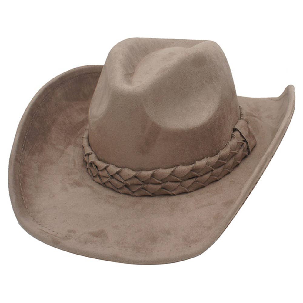 JOIA ACCESSORIES - Wholesale Cowboy Hat - Women's - DOUBLE STACK BRAID BANDED PINCH FRONT COWBOY HAT, IHT 725704
