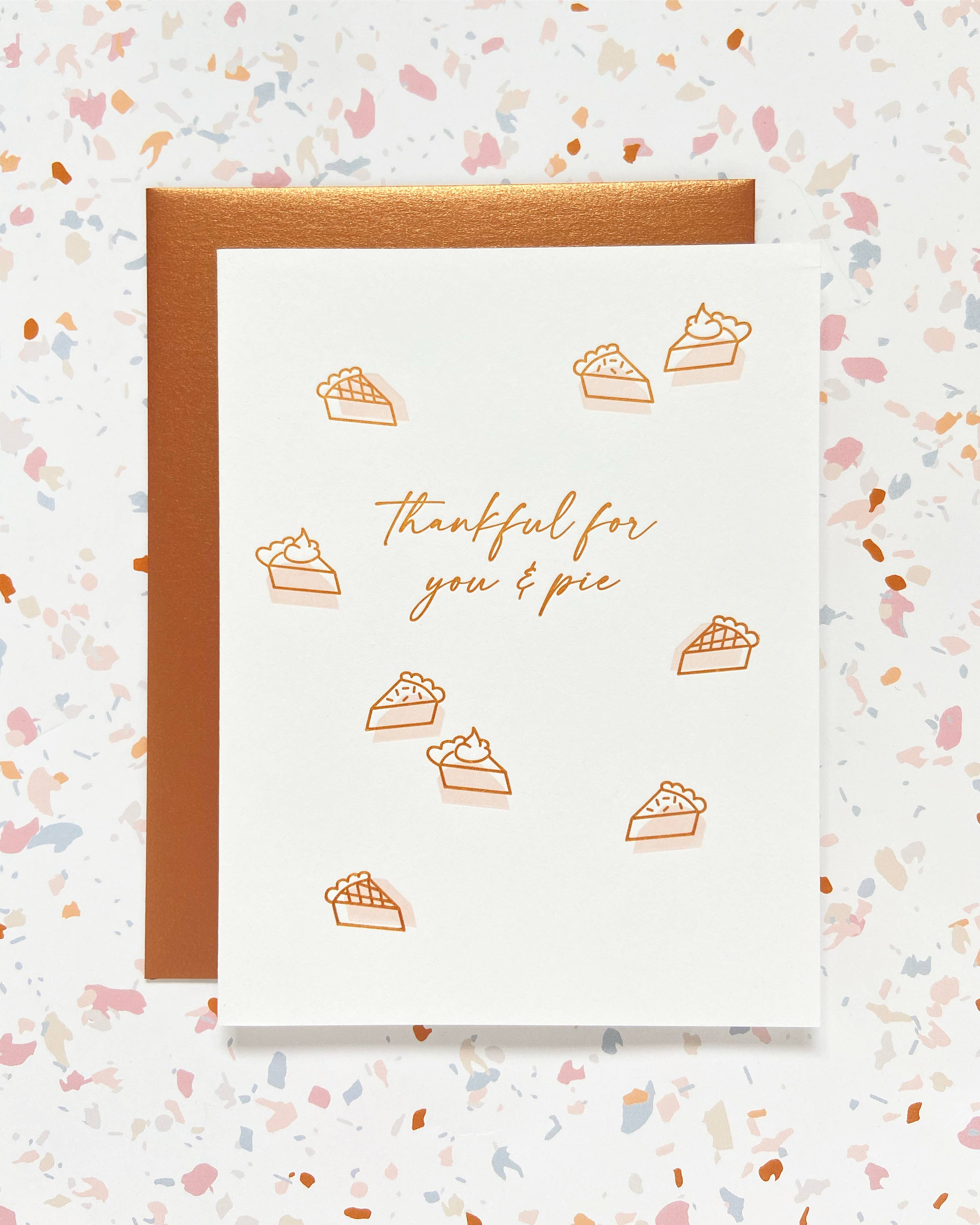 Missive - Wholesale Thank You Card - Thankful For You & Pie Thanksgiving Letterpress Card1