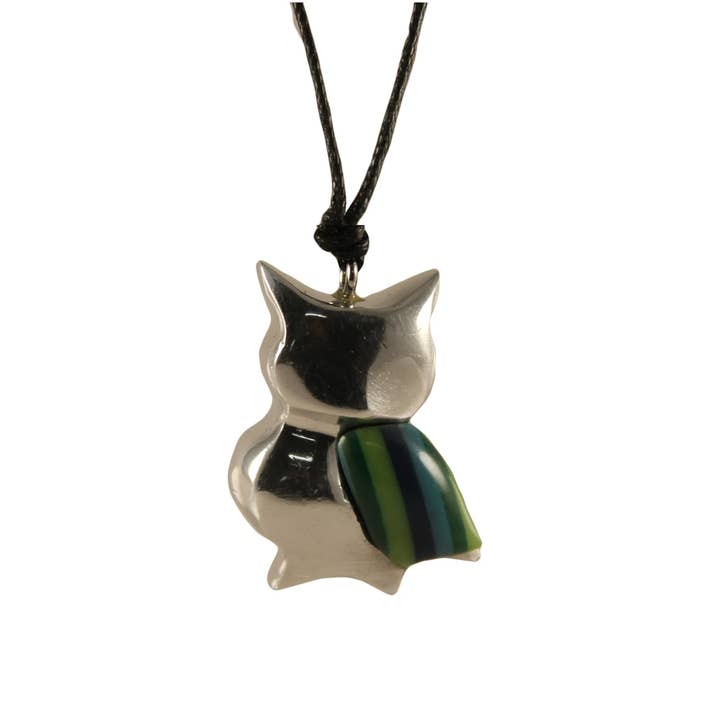 Collar de búho hecho a mano en aluminio reciclado para venta al por mayor de Handcrafted Gift