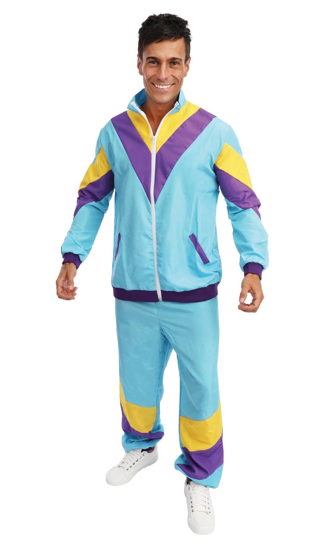 P'tit Clown - Wholesale Costume - Men's - 80s Tracksuit Costume - Adult Men - Blue - S/M1
