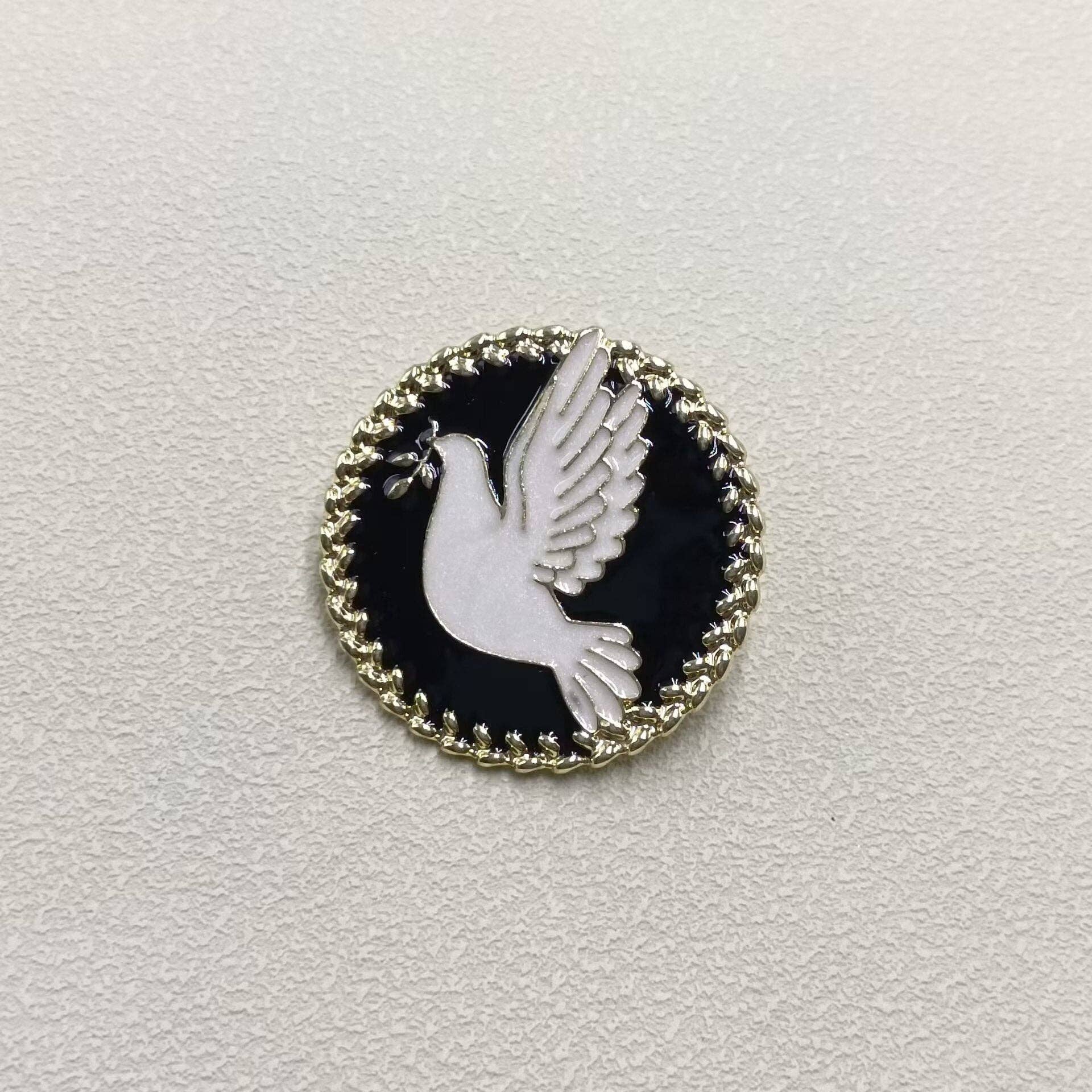 Mio Queena - Vendita all'ingrosso Spille - Spilla Rotonda Colomba della Pace in Smalto0