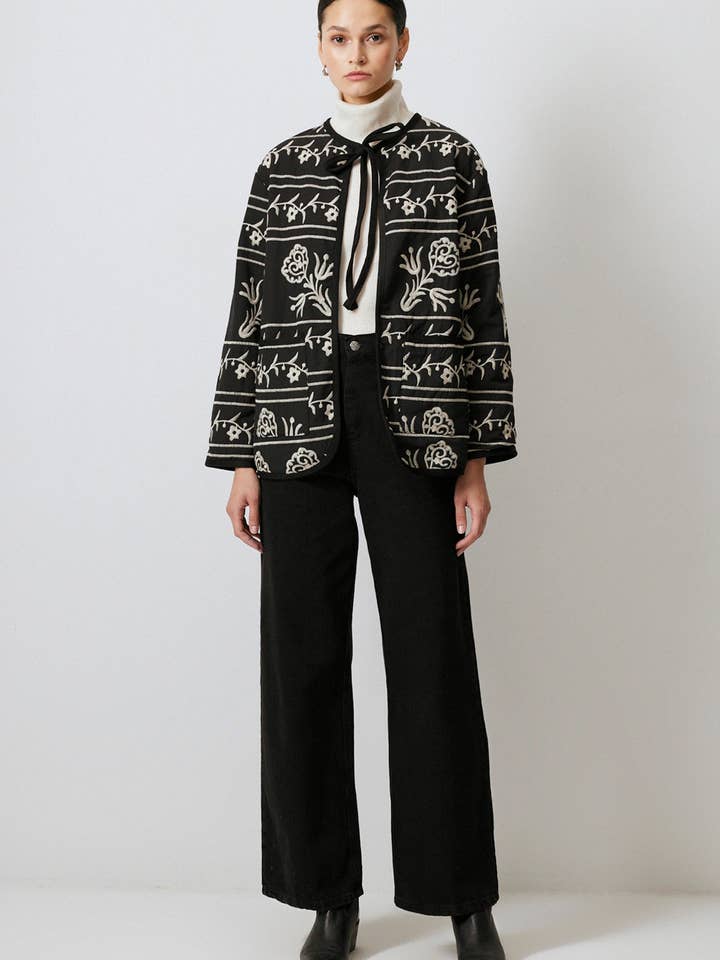 FLORAL EMBROIDERED JACKET - COTTON BLEND for wholesale by Touché Privé EU