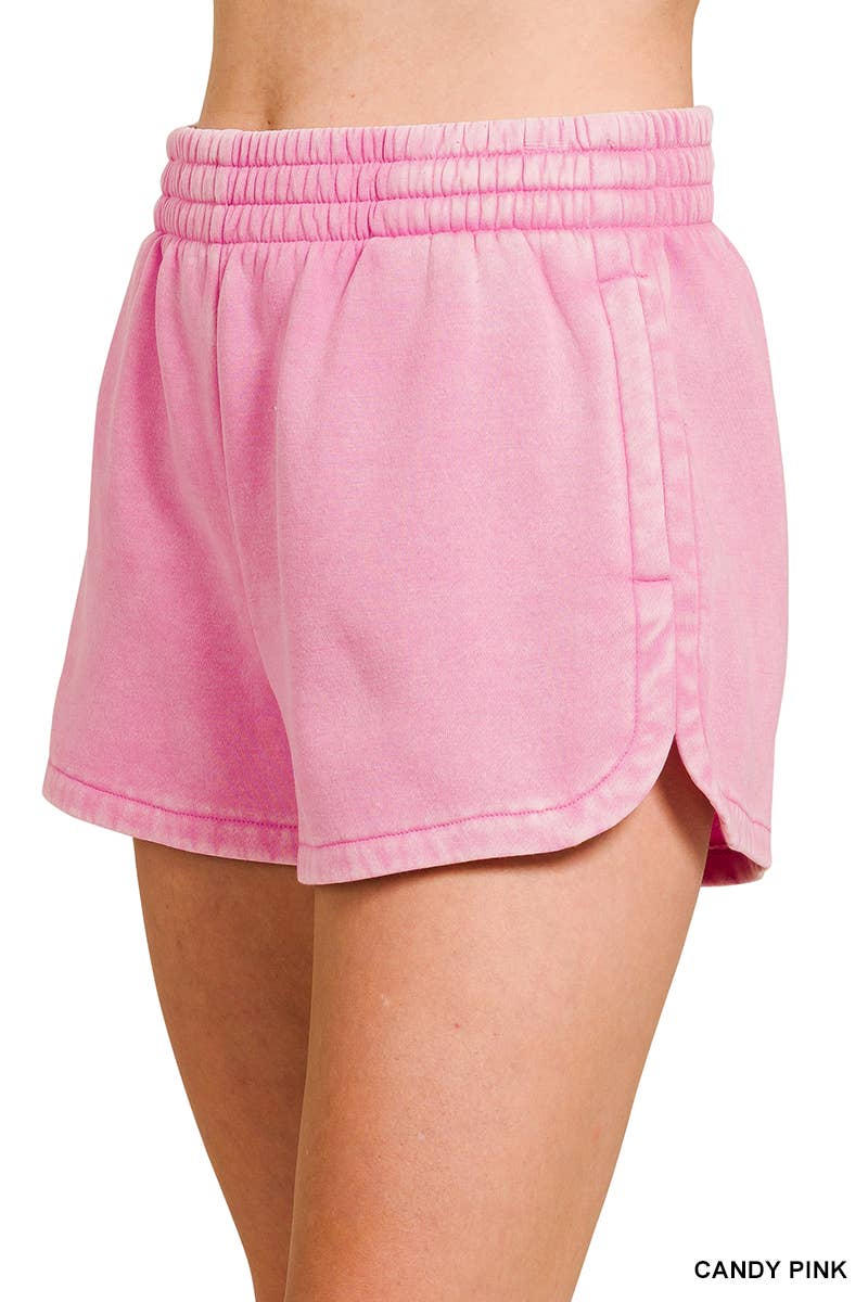 Vanilla Monkey - Wholesale Lounge Shorts - Women's - Acid Washed Elastic Waistband Dolphin Shorts22