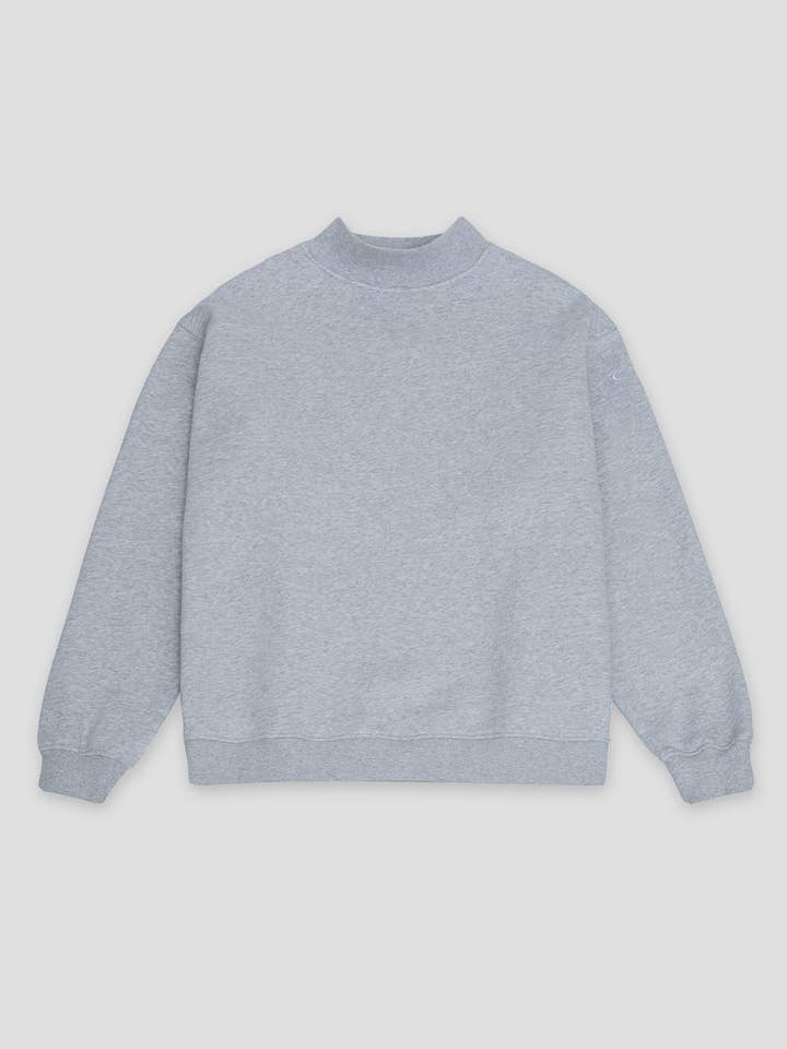 Sweat-shirt à col montant gris chiné pour la vente par ONE DNA