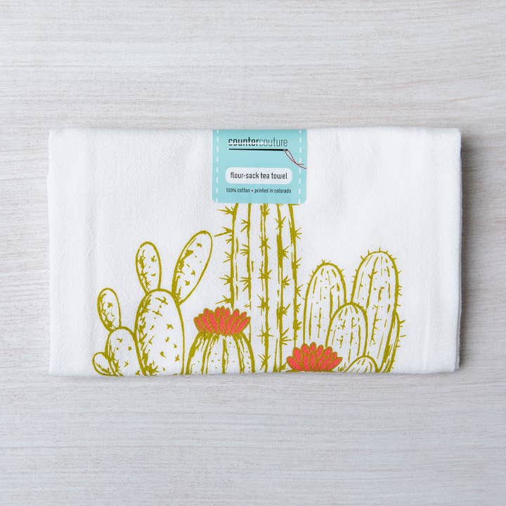 Counter Couture - Wholesale Tea Towel - Cactus Tea Towel | Made in USA | Hanging Loop1