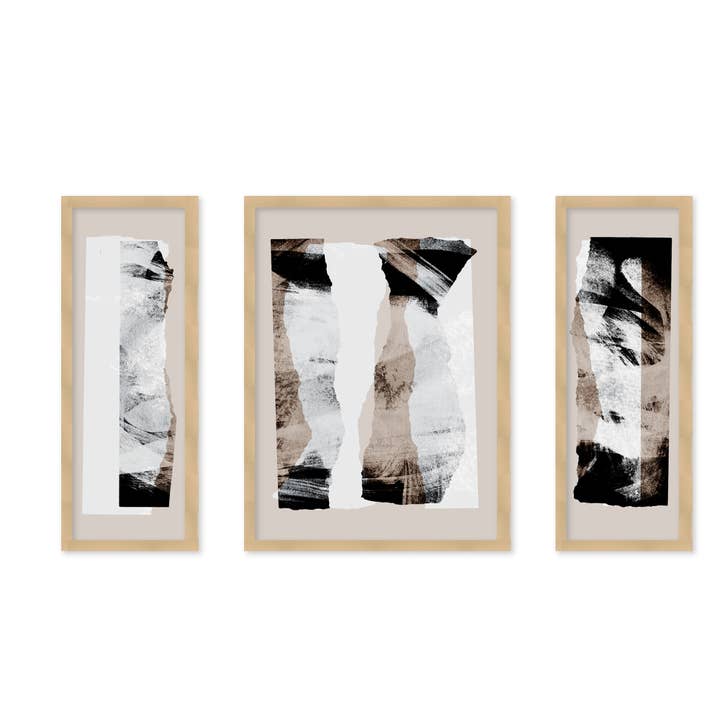 "Pieces 20" Set of Three Framed Textured Wall Art for wholesale by Ready2hangart, Inc.