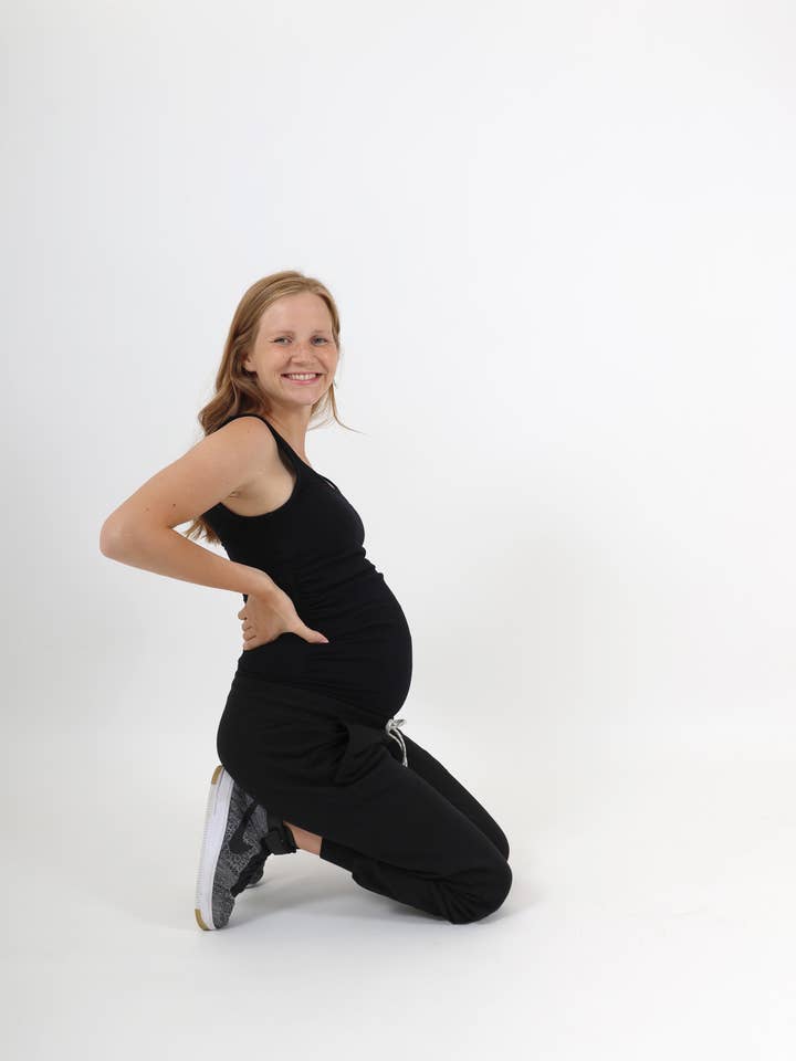 FRANKIE || SCOOP NECK MATERNITY TANK || BLACK for wholesale by RASKANA