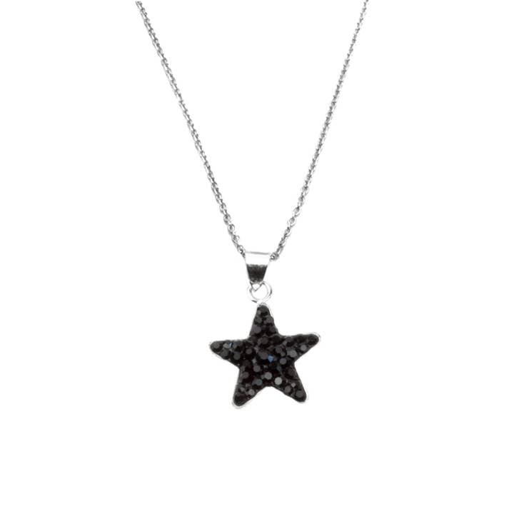 necklace star 925 silver jet for wholesale by Impala