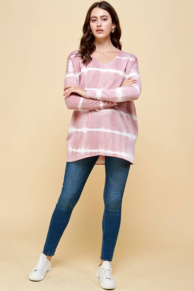 LA FIESTA – wholesale Tunika - Dam – TIE-DYE PRINT V-RINGAD TOPP5