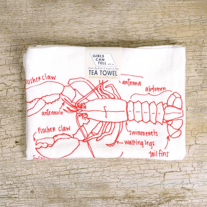 Girls Can Tell - Wholesale Tea Towel - Lobster Tea Towel | kitchen | flour sack | dish towels