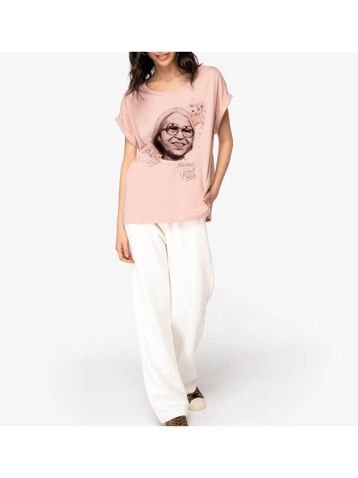 UNITED SOULS – wholesale Screen printed t-shirt – Women′s – Rosa Parks I Women's T-shirt with Turn-Up Sleeves3