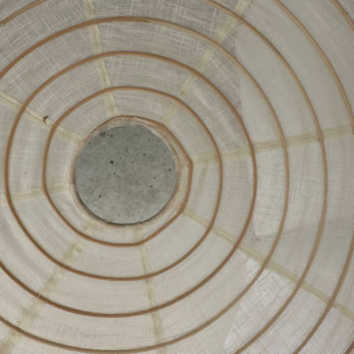 Office Objets - Wholesale Chandelier/Hanging Light - Medium round Japanese-style pendant light in rattan and natural linen D:40