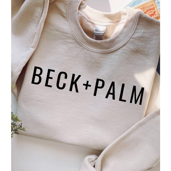 Beck+Palm-Sweatshirt- Sand W/ Black for wholesale by Beck + Palm