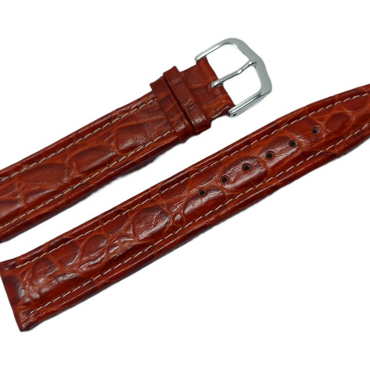 20 mm rosso. Cinturino orologio Aviator G in pelle di coccodrillo per la vendita all'ingrosso da parte di BRACELETS MONTRE ACH