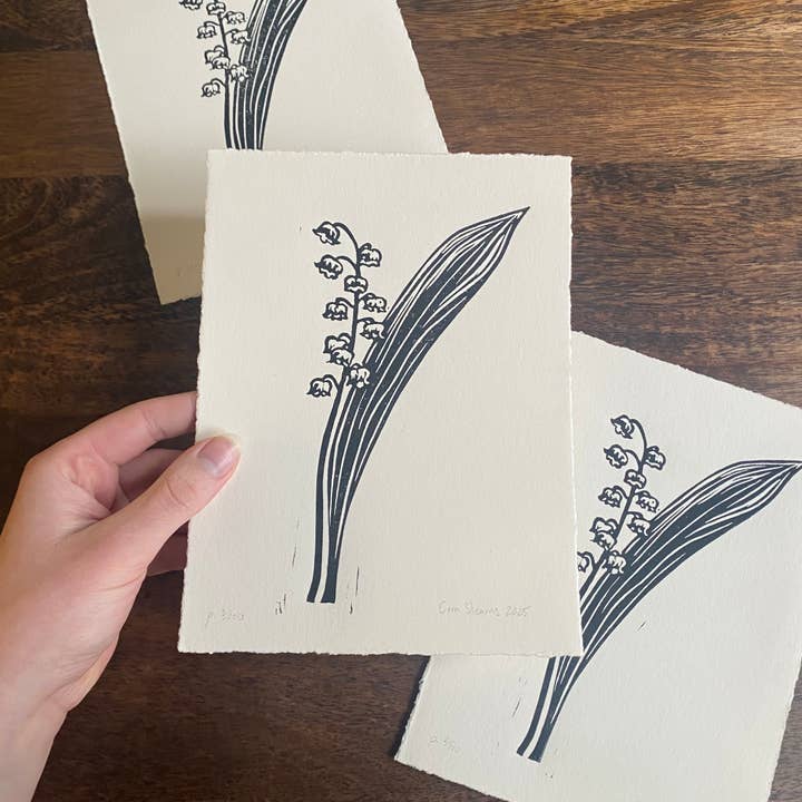 Lily of the Valley - Original Linocut Print for wholesale by Made By Cora Wren