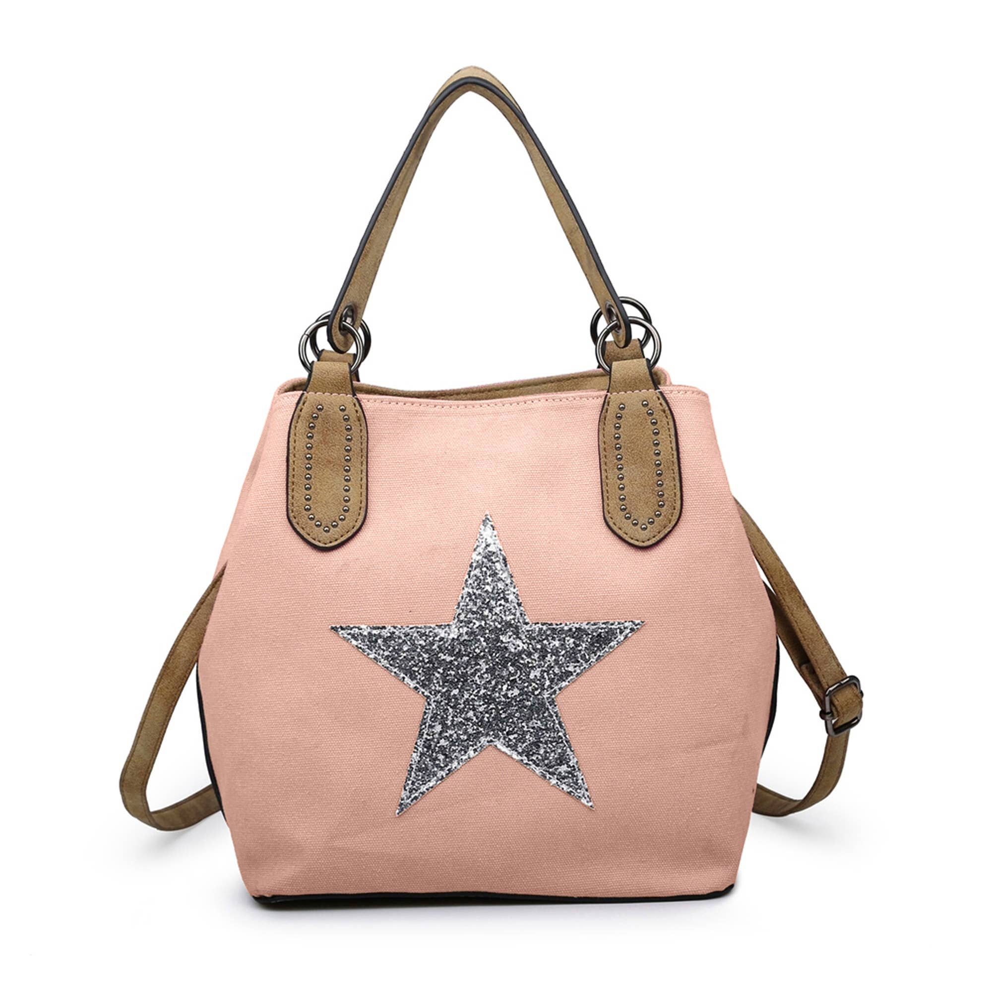 Ellas Trading – wholesale Tote bag – Women's – Trendy Glitter Star Stylish Canvas Crossbody Tote Bag7